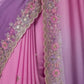 Rajwada Pink And Purple Georgette Embellished Solid Saree For Women