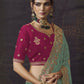 Rajwada Teal Green Satin Embroidered Saree For Women