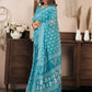 Rajwada Sky Blue Cotton Linen Zari Work Saree For Women