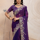 Rajwada Purple Chiffon Embroidered Saree For Women