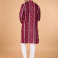 Rajwada Maroon Viscose Rayon Embroidered Stitched Kurta For Men