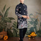 Rajwada Black Viscose Silk Embroidered Stitched Kurta For Men
