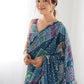 Rajwada Teal Blue Silk Blend Bandhini Print & Cutwork Saree For Women