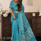 Rajwada Sky Blue Cotton Linen Zari Work Saree For Women
