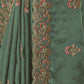 Rajwada Teal Green Satin Embroidered Saree For Women