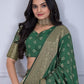Rajwada Beige And Green Silk Blend Printed Semi-Stitched lehenga For Women