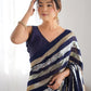 Rajwada Navy Blue Georgette Sequins Saree With Unstitched Blouse For Women