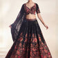 Rajwada Black Georgette Embellished Semi Stitched Lehenga For Women