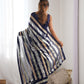 Rajwada Navy Blue Georgette Sequins Saree With Unstitched Blouse For Women