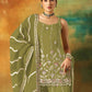 Rajwada Green Georgette Embroidered Semi-Sitched Kurta Set For Women