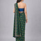 Teal Blue Silk Blend Printed Saree