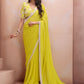Rajwada Light Yellow Georgette Embroidered Saree For Women