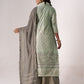 Rajwada Grey And green Art Silk Printed And Embroidered Semi-Stitched Kurta Set For Women