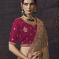 Rajwada Peach Satin Embroidered Saree For Women