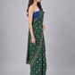 Teal Blue Silk Blend Printed Saree