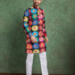 Rajwada Multicolor Rayon Printed and Embroidered Stitched Kurta For Men