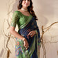 Rajwada Green Linen Cotton Printed Saree For Women