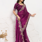 Rajwada Wine Chiffon Embroidered Saree For Women