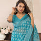 Rajwada Sky Blue Cotton Linen Zari Work Saree For Women