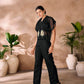 Rajwada Black Organza Embellished Stitched Co-Ord Set For Women