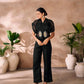 Rajwada Black Organza Embellished Stitched Co-Ord Set For Women