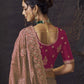 Rajwada Peach Satin Embroidered Saree For Women