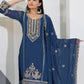 Rajwada Teal Blue Georgette Sequence Embroidery Stitched Kurta Set Women