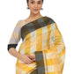 Rajwada Yellow Silk Blend Checked Saree For Women