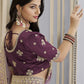 Rajwada Purple Georgette Crush Embellished Elegant Saree For Women