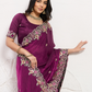 Rajwada Wine Chiffon Embroidered Saree For Women