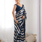 Rajwada Dark Blue Georgette Sequins Saree With Unstitched Blouse For Women