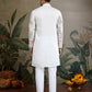Rajwada White Viscose Silk Embroidered Stitched Kurta For Men