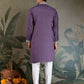 Rajwada Purple Viscose Silk Embroidered Stitched Kurta For Men