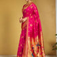 Rajwada Dark Pink Silk Blend Woven Pithani Saree For Women