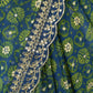 Teal Blue Silk Blend Printed Saree