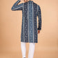 Rajwada Grey Viscose Rayon Embroidered Stitched Kurta For Men