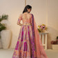 Rajwada Orange Banarasi Silk Embroidered Semi-Stitched Lehenga For Women
