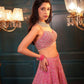 Rajwada Light Pink Net Embellished Semi Stitched Lehenga For Women