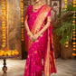 Rajwada Dark Pink Silk Blend Woven Pithani Saree For Women