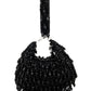 Rajwada Black Embellished Moon Clutch With Tassels For Women