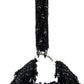 Rajwada Black Embellished Moon Clutch With Tassels For Women
