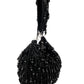 Rajwada Black Embellished Moon Clutch With Tassels For Women