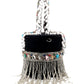 Rajwada Black Embellished Cylindrical Clutch With Tassels For Women