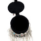 Rajwada Black Embellished Cylindrical Clutch With Tassels For Women