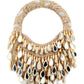 Rajwada Beige Embellished Moon Clutch With Tassels For Women