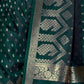 Rajwada Dark Green Satin Woven Saree With Unstitched Blouse For Women