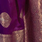 Rajwada Purple Silk Blend Woven Saree With Unstitched Blouse for Women