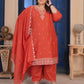 Rajwada Red Cotton Blend Embroidered Kurta Set For Women