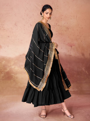 Black Georgette Embellished Gown