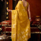 Rajwada Mustard Yellow Silk Blend Solid Saree For Women